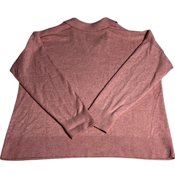 Lands End Womens 100% Cashmere Johnny Collar Sweater Pink Long Sleeve Size Large - Picture 2 of 10